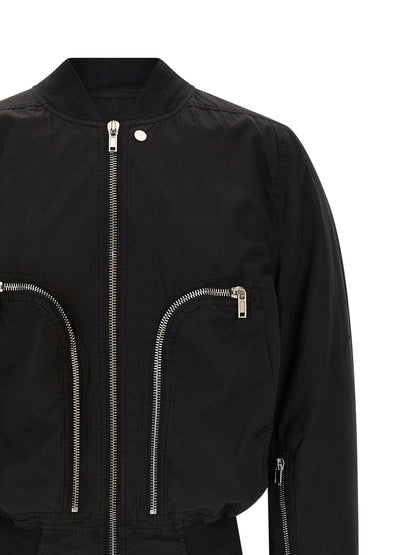 Bomber Jacket by DRKSHDW for men in cotton black features an contemporary silhouette, showcasing a sophisticated high-neck neckline and contemporary for a truly refined look.