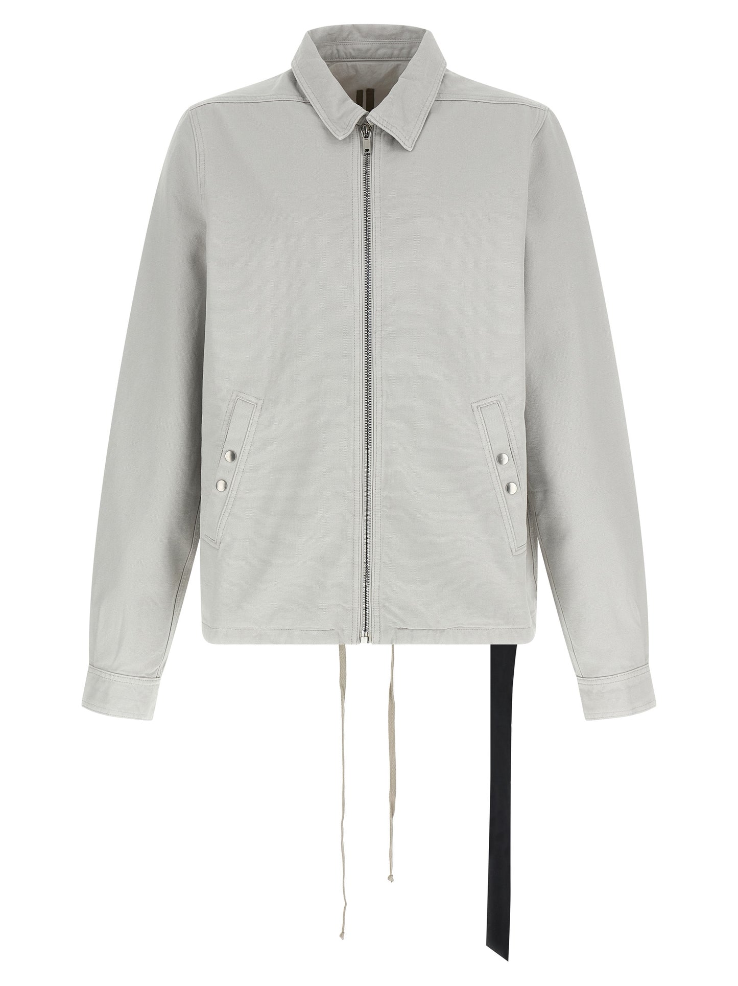 Windbreaker Jacket by DRKSHDW for men in cotton canvas beige features an perennial silhouette with a refined shirt-collar neckline and perennial pockets & windproof for a sophisticated weather-resistant look.