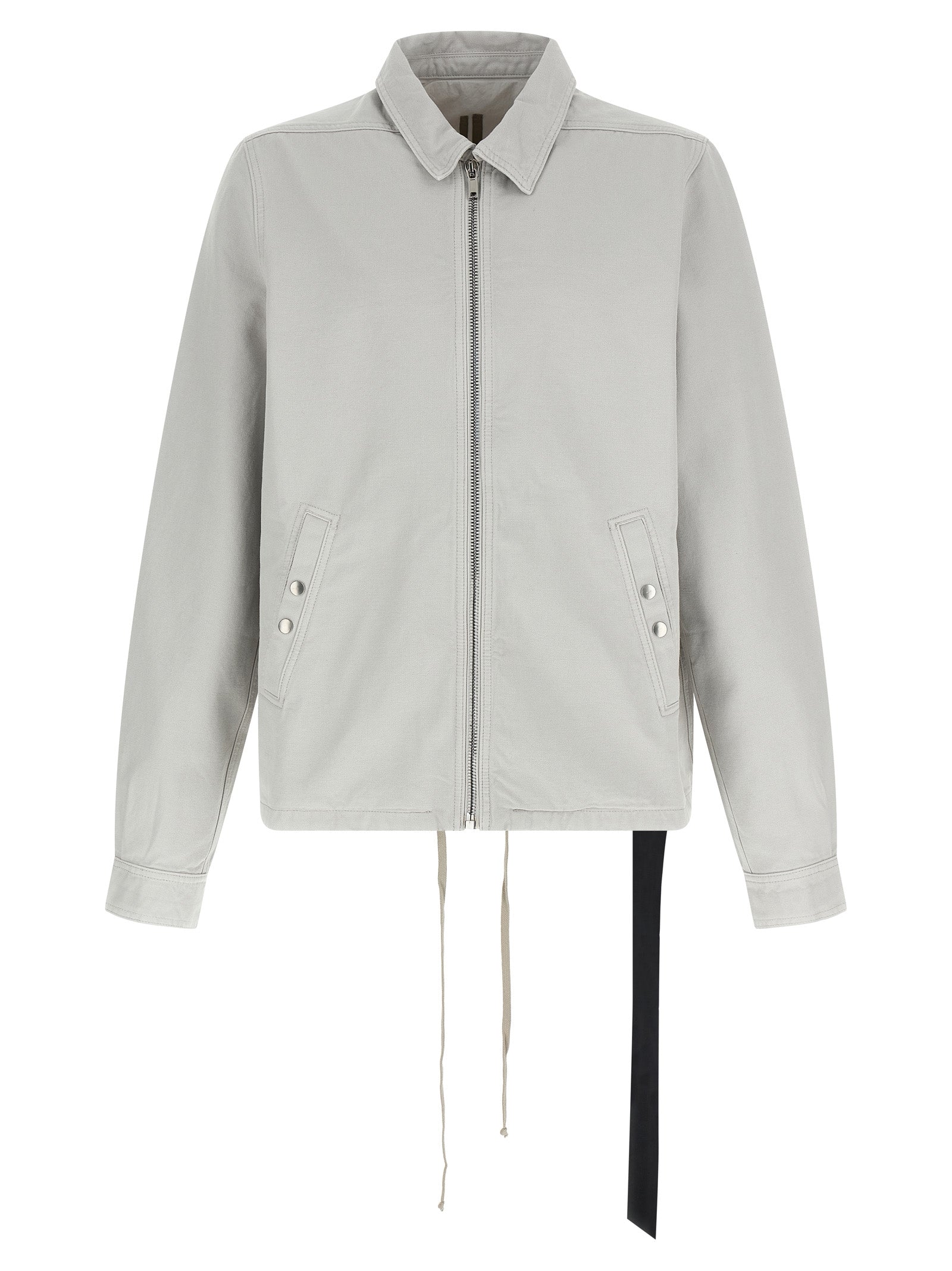 Windbreaker Jacket by DRKSHDW for men in cotton canvas beige features an perennial silhouette with a refined shirt-collar neckline and perennial pockets & windproof for a sophisticated weather-resistant look.
