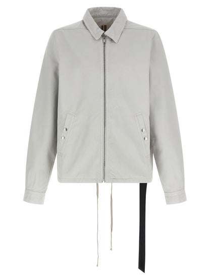 Windbreaker Jacket by DRKSHDW for men in cotton canvas beige features an perennial silhouette with a refined shirt-collar neckline and perennial pockets & windproof for a sophisticated weather-resistant look.