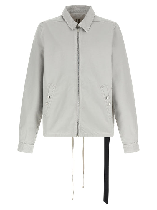 Windbreaker Jacket by DRKSHDW for men in cotton canvas beige features an perennial silhouette with a refined shirt-collar neckline and perennial pockets & windproof for a sophisticated weather-resistant look.