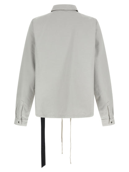 Windbreaker Jacket by DRKSHDW for men in cotton canvas beige features an enduring silhouette, showcasing technical pockets & windproof and a sophisticated shirt-collar neckline for a truly enduring aesthetic.