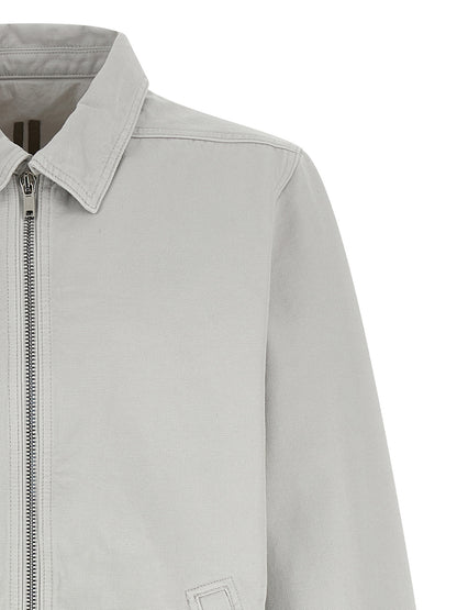 Windbreaker Jacket by DRKSHDW for men in cotton canvas beige features an magnificent silhouette, showcasing the sophisticated shirt-collar neckline and functional pockets & windproof for a premium, magnificent look.