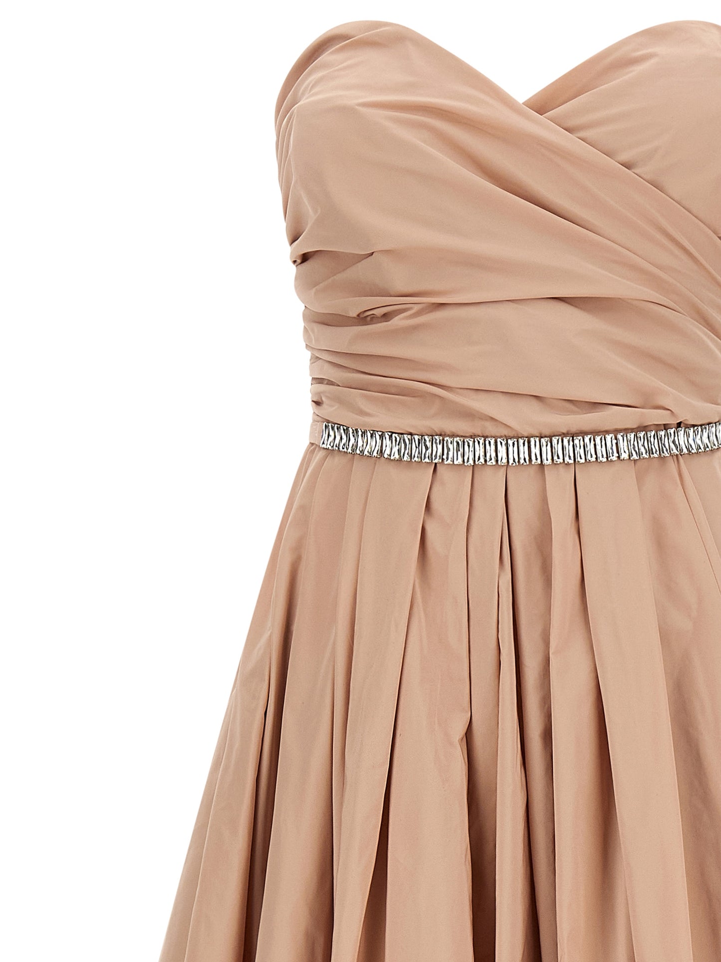Dress by PINKO for women in polyester & crystal multicolor & pink features a dramatic silhouette, showcasing an elegant split sweetheart neckline and that flows into a dramatic maxi long.