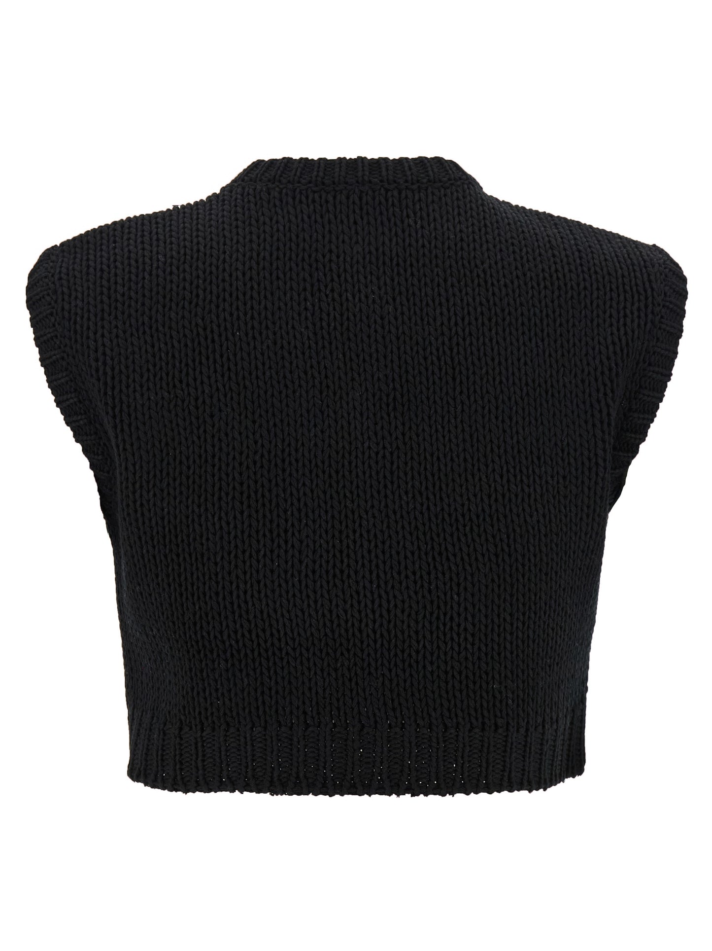 Cardigan by Max Mara for women in cotton black features an impeccable silhouette, showcasing a sophisticated crew neckline and detail for a truly impeccable finish.