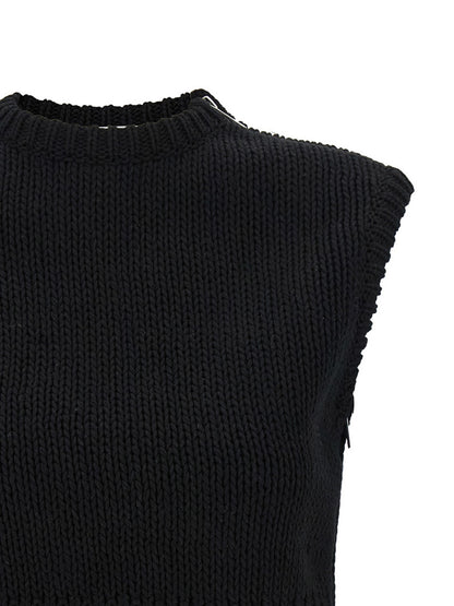 Cardigan by Max Mara for women in cotton black features an impeccable silhouette, showcasing a sophisticated crew neckline and detail for a truly impeccable finish.