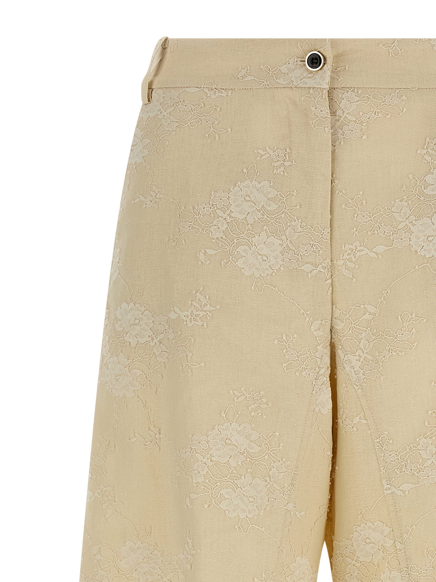 Trousers by PINKO for women in linen beige features an on trend silhouette, showcasing a sophisticated flared & wide with a long and mid rise for an on trend finish.