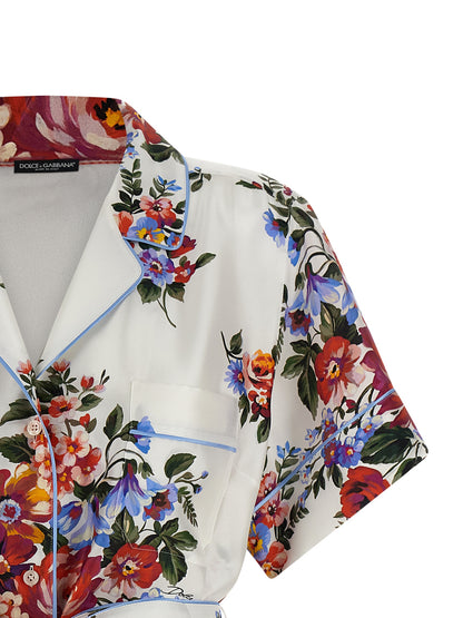 Blouse by Dolce & Gabbana for women in silk twill pearl, white, floral & print presents a discerning silhouette, showcasing a sophisticated lapel neckline and for a truly discerning finish.