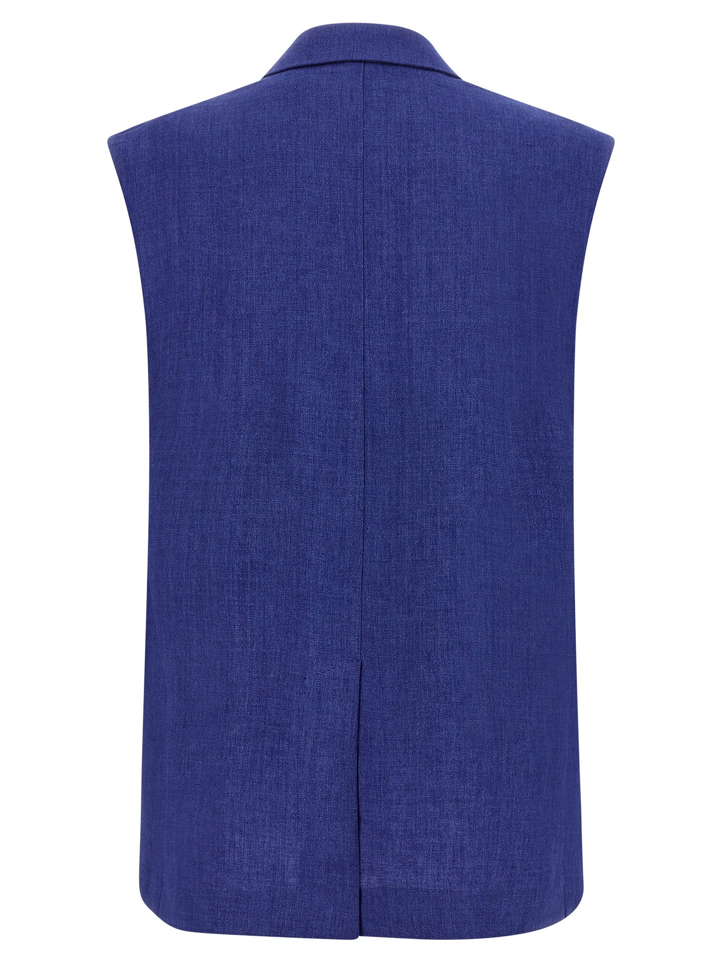 Vest by Max Mara for women in viscose linen & cupro blue & horn features an contemporary silhouette, showcasing refined pockets and a contemporary split neckline for a sophisticated layered look.