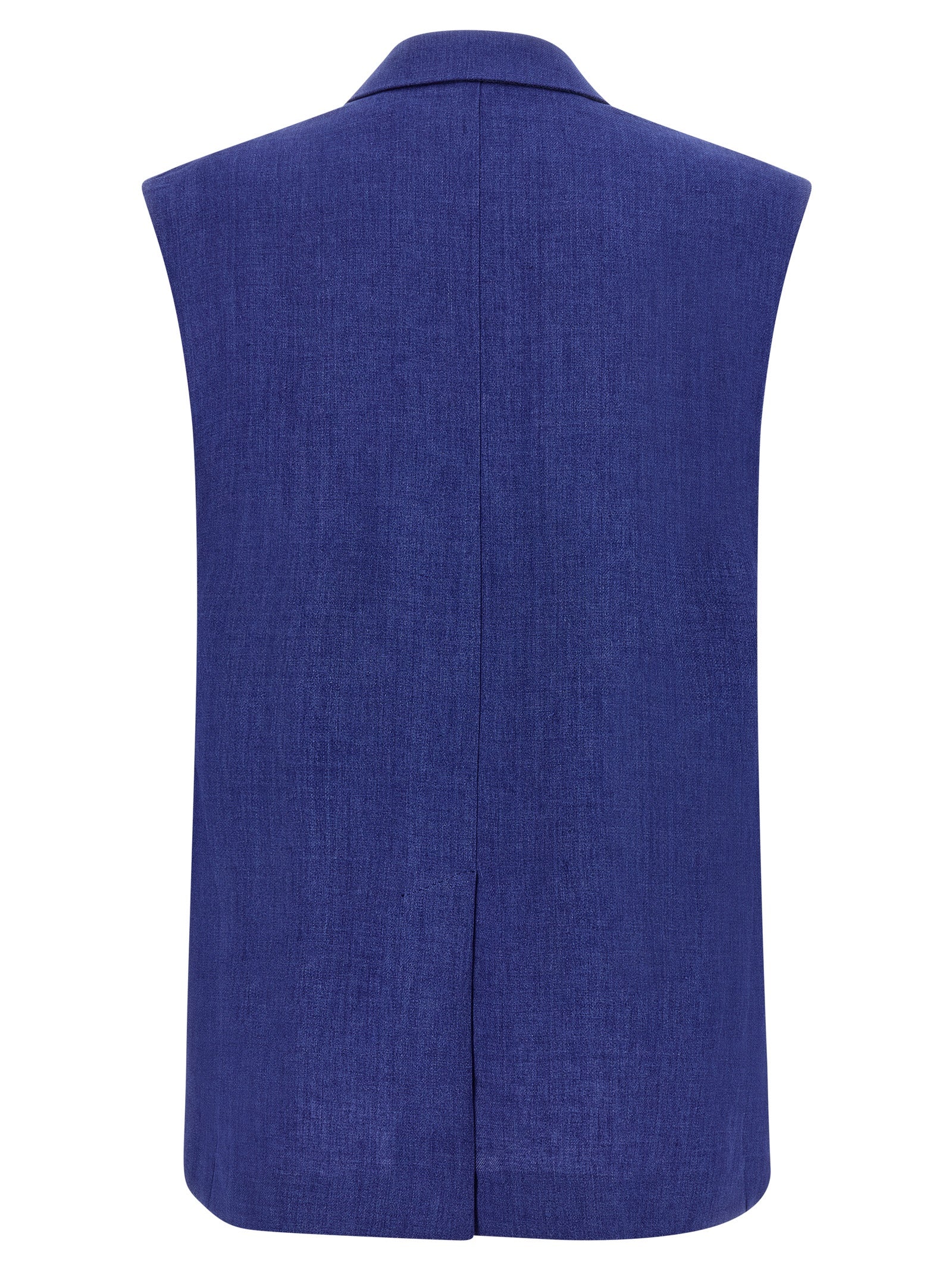 Vest by Max Mara for women in viscose linen & cupro blue & horn features an contemporary silhouette, showcasing refined pockets and a contemporary split neckline for a sophisticated layered look.