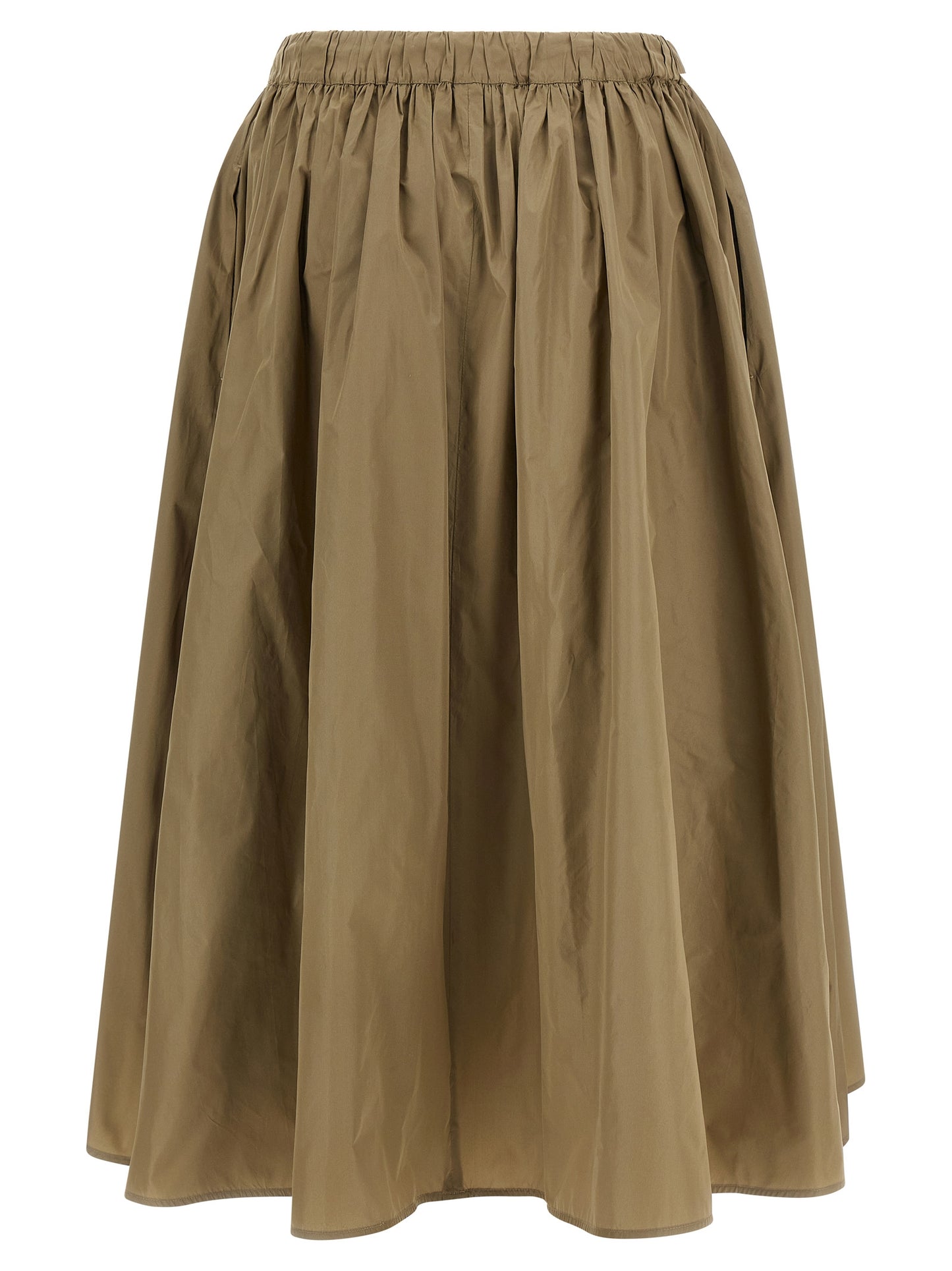 Skirt by Max Mara for women in polyester & silk bicolour & green features a captivating silhouette, showcasing the captivating Essence Grace Women's Flared Polyester & Silk Midi Skirt design with a sophisticated midi for a captivating look.