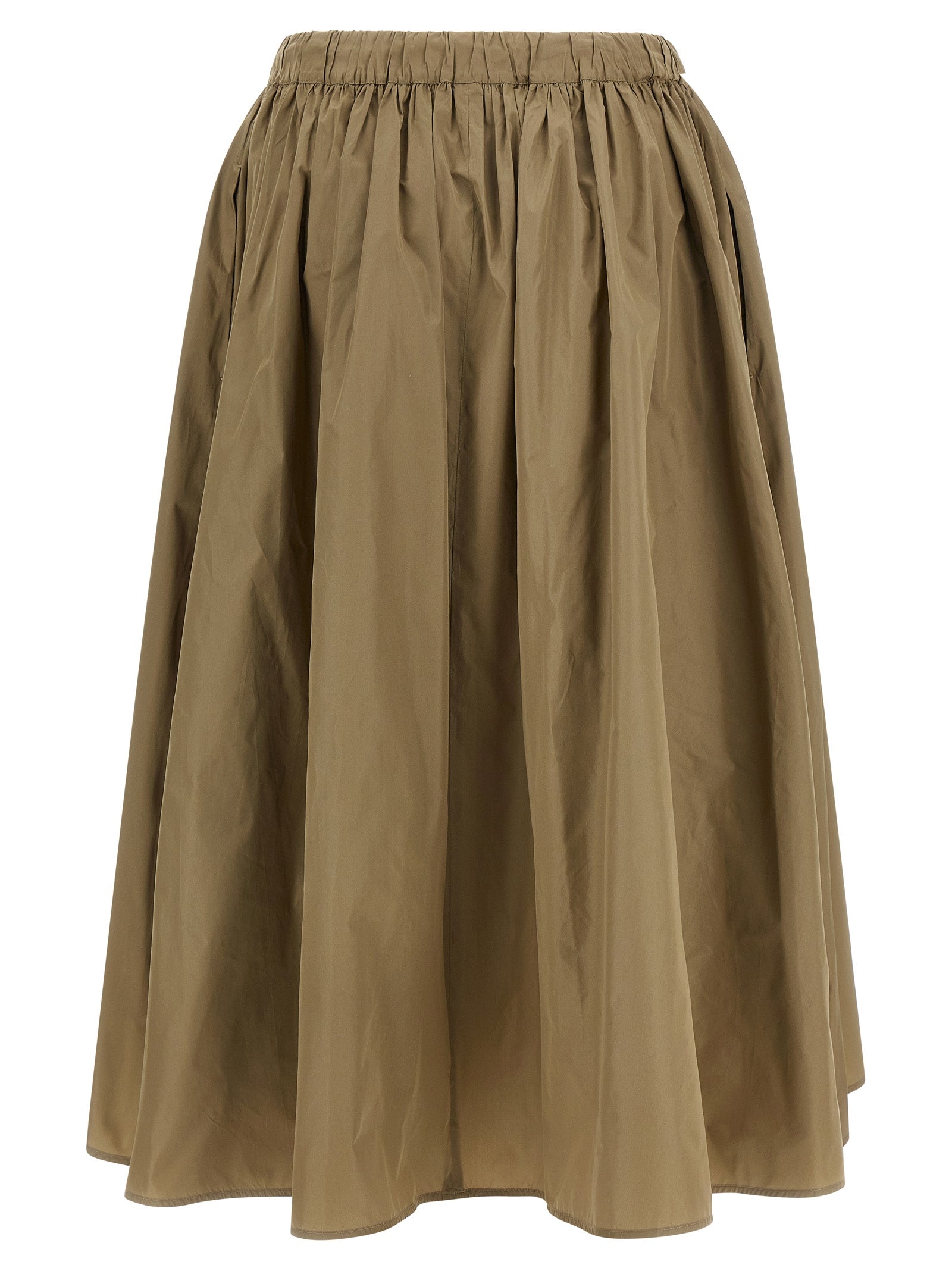 Skirt by Max Mara for women in polyester & silk bicolour & green features a captivating silhouette, showcasing the captivating Essence Grace Women's Flared Polyester & Silk Midi Skirt design with a sophisticated midi for a captivating look.