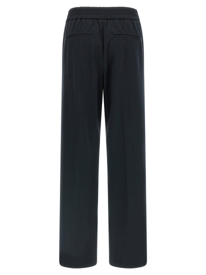 Casual Pants by Peserico for women in polyester cotton blue features a polished silhouette with a polished straight-leg & wide, reaching a polished long and finished with a polished .