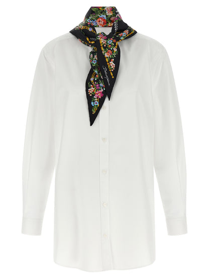 Blouse by Dolce & Gabbana for women in cotton & silk pearl, white & patterned showcases a sleek silhouette, elegantly detailed with a sleek mandarin neckline and for a sleek finish.