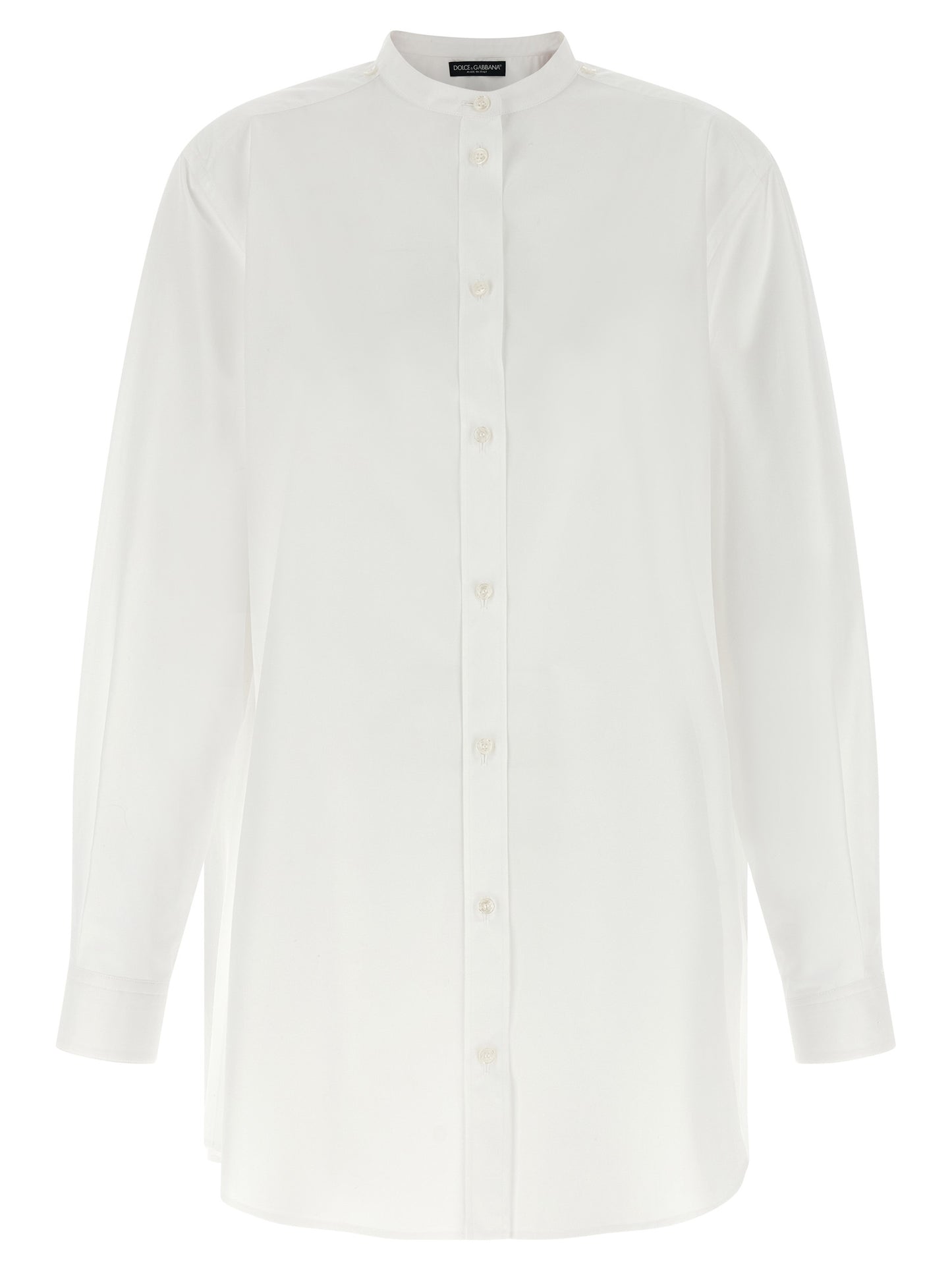 Blouse by Dolce & Gabbana for women in cotton & silk pearl, white & patterned showcases a sublime silhouette, artfully detailed with a sublime mandarin neckline and for a sophisticated, sublime finish.