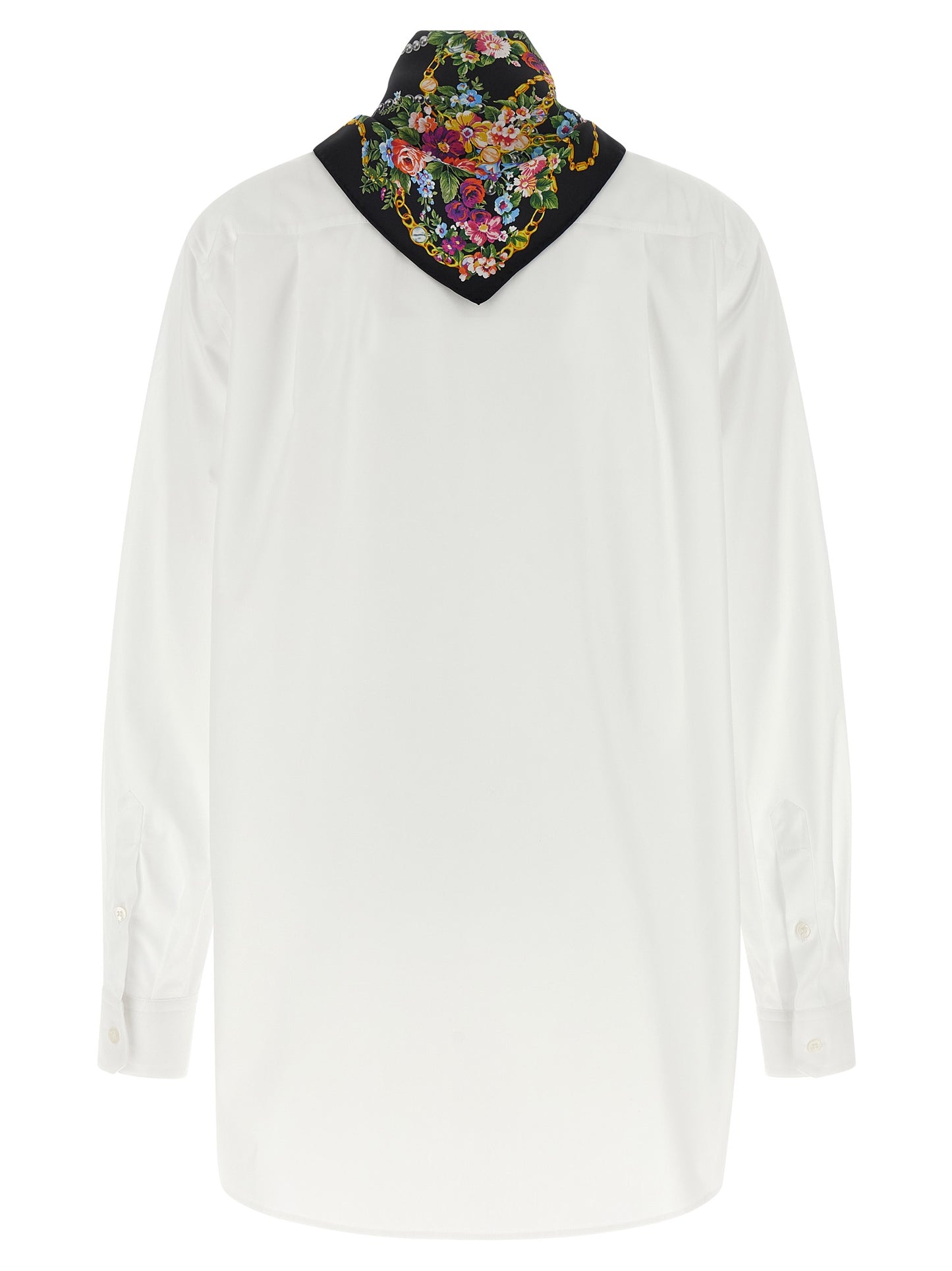 Blouse by Dolce & Gabbana for women in cotton & silk pearl, white & patterned features an polished silhouette, showcasing a sophisticated mandarin neckline and detail for a truly polished finish.