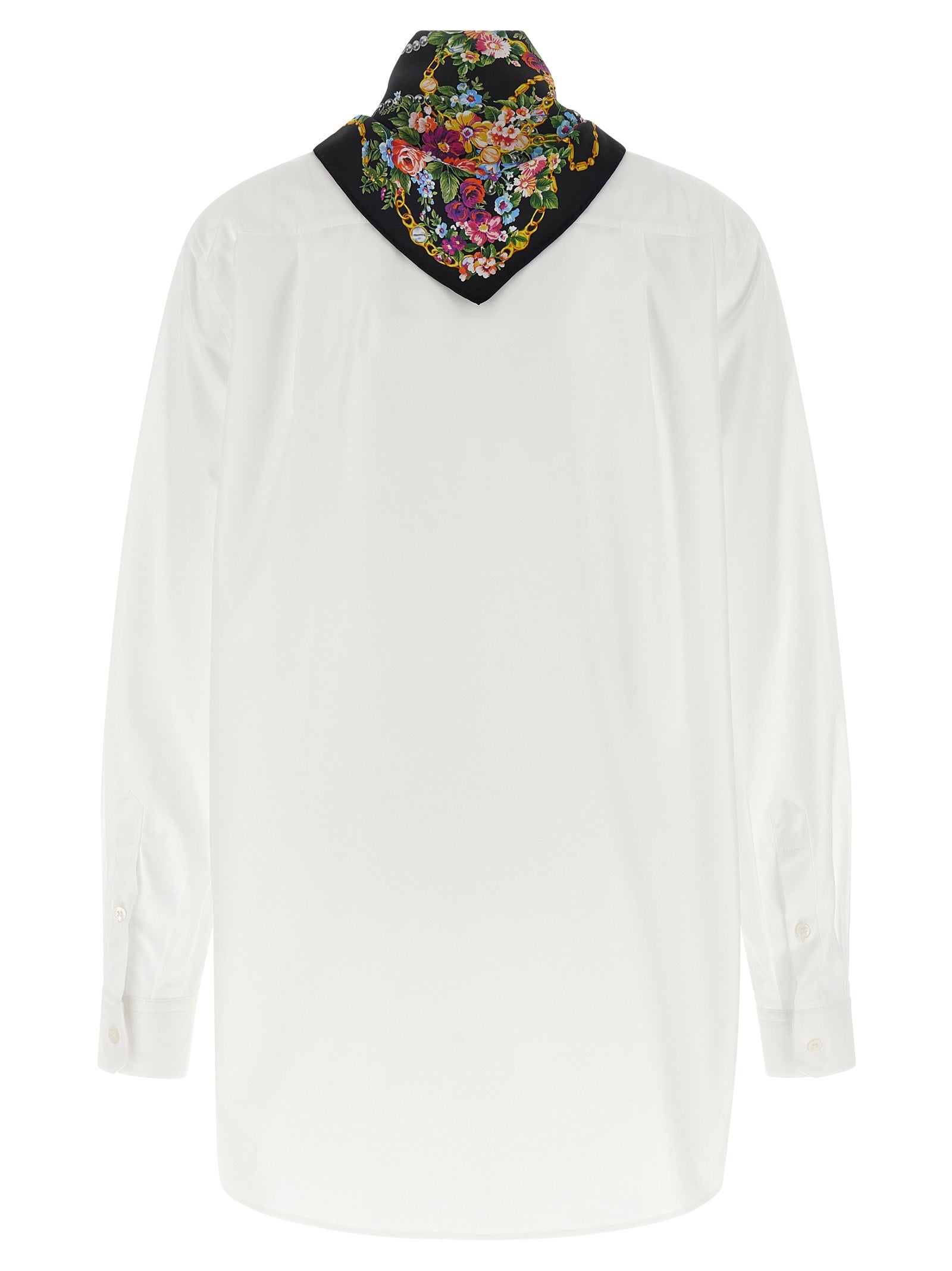 Blouse by Dolce & Gabbana for women in cotton & silk pearl, white & patterned features an polished silhouette, showcasing a sophisticated mandarin neckline and detail for a truly polished finish.