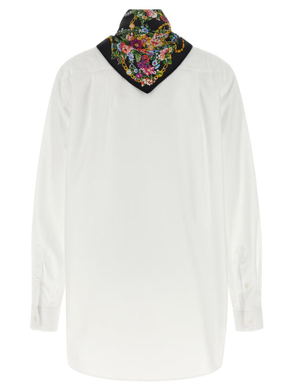 Blouse by Dolce & Gabbana for women in cotton & silk pearl, white & patterned features an polished silhouette, showcasing a sophisticated mandarin neckline and detail for a truly polished finish.