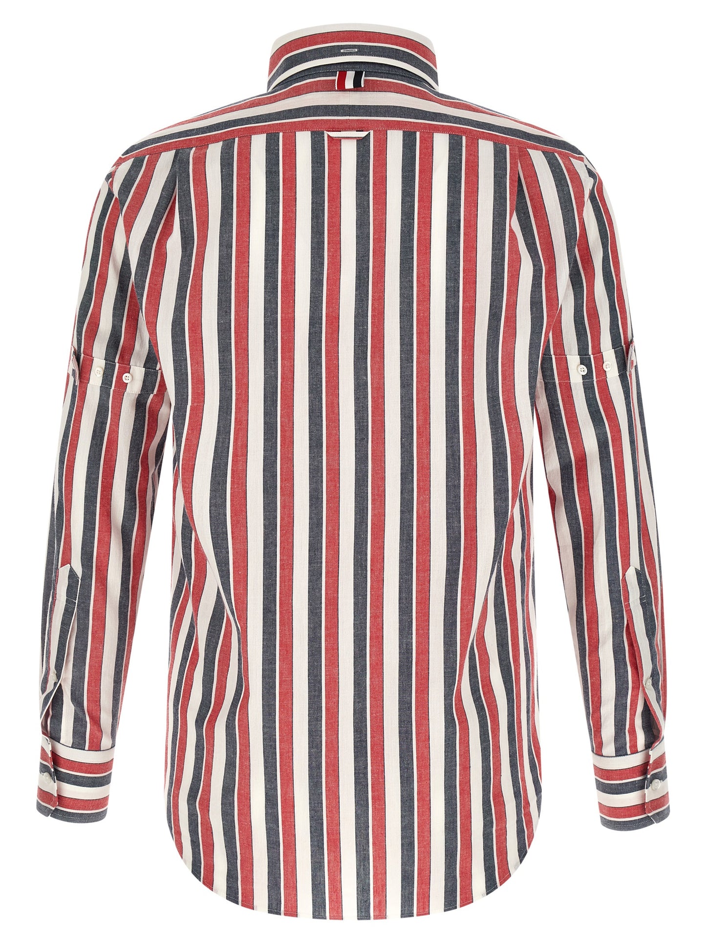 Shirt by Thom Browne for men in cotton multicolor, pearl, madras & striped, featuring a nuanced and nuanced for a sophisticated finish.