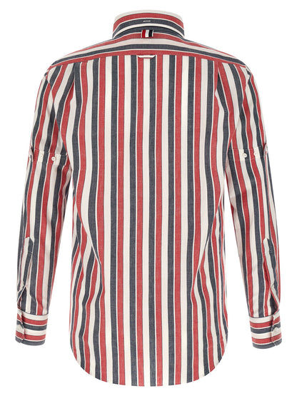 Shirt by Thom Browne for men in cotton multicolor, pearl, madras & striped, featuring a nuanced and nuanced for a sophisticated finish.