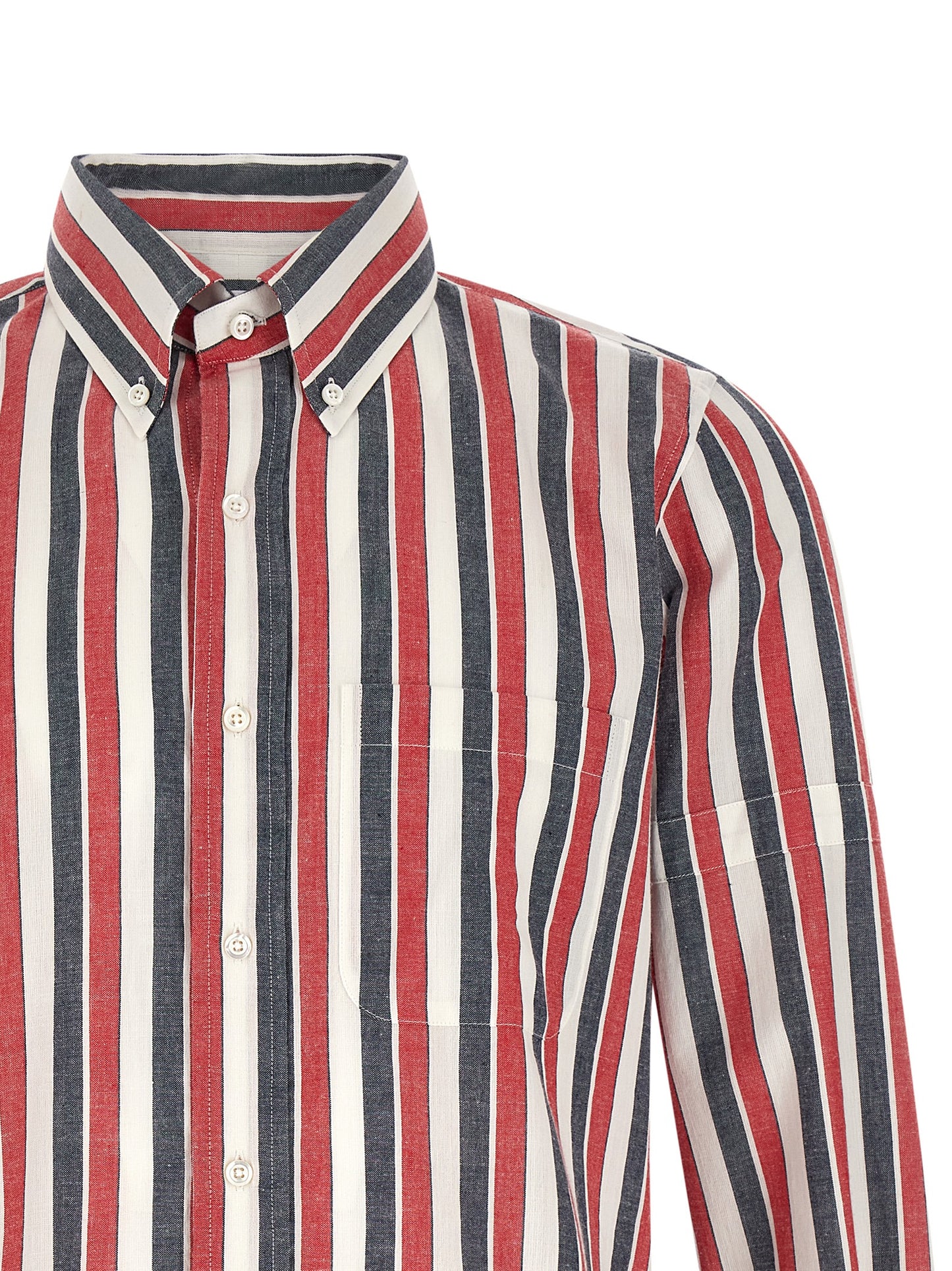 Shirt by Thom Browne for men in cotton multicolor, pearl, madras & striped presents a discerning silhouette, showcasing a sophisticated and for a truly discerning finish.