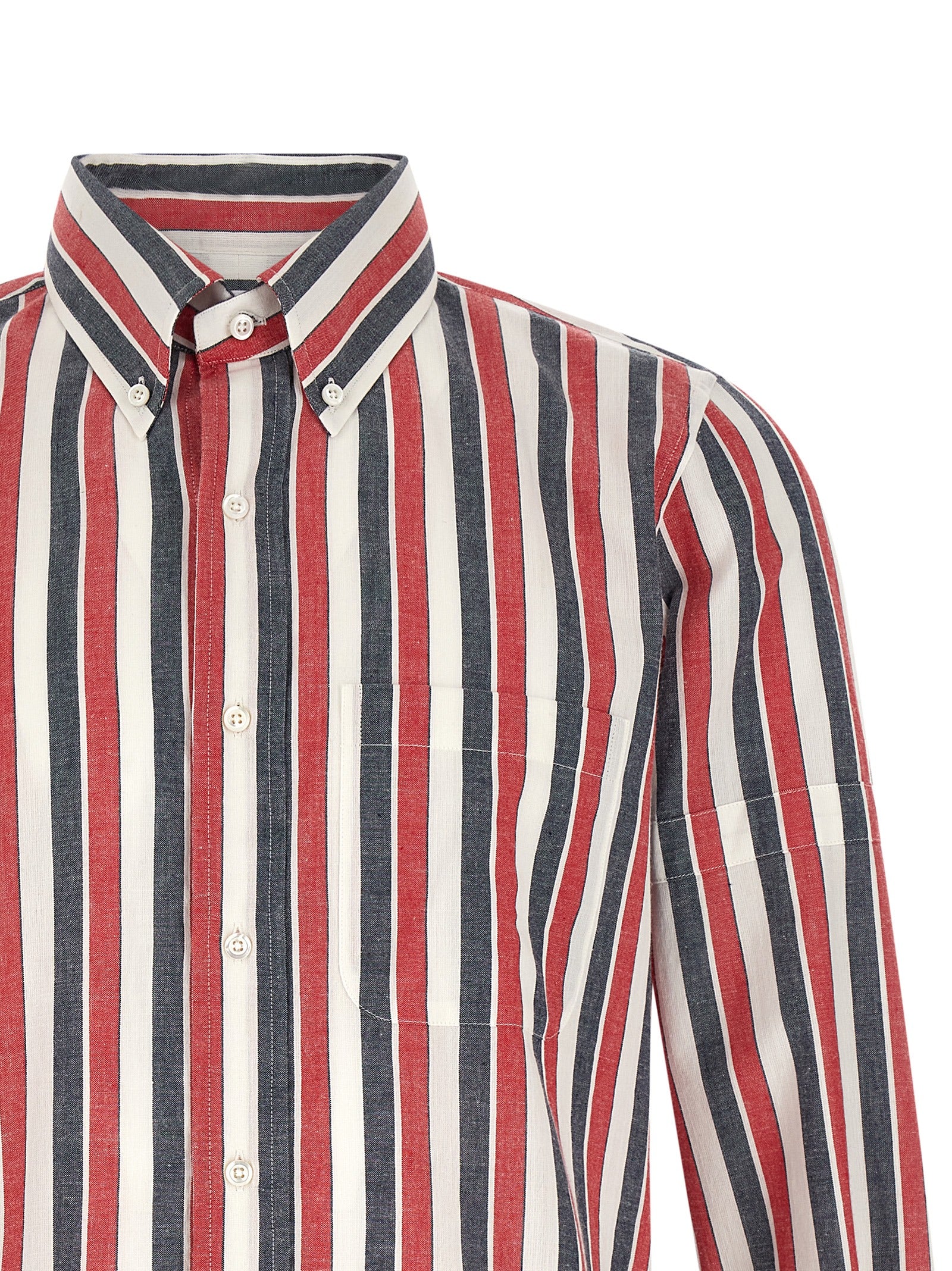 Shirt by Thom Browne for men in cotton multicolor, pearl, madras & striped presents a discerning silhouette, showcasing a sophisticated and for a truly discerning finish.