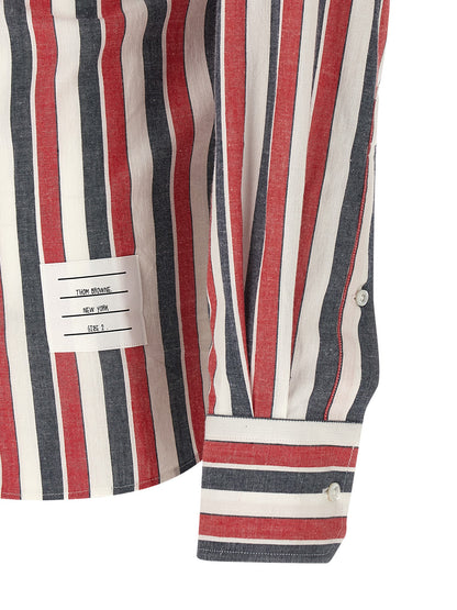 Shirt by Thom Browne for men in cotton multicolor, pearl, madras & striped showcases a sublime silhouette, artfully detailed with a sublime and for a sophisticated, sublime finish.