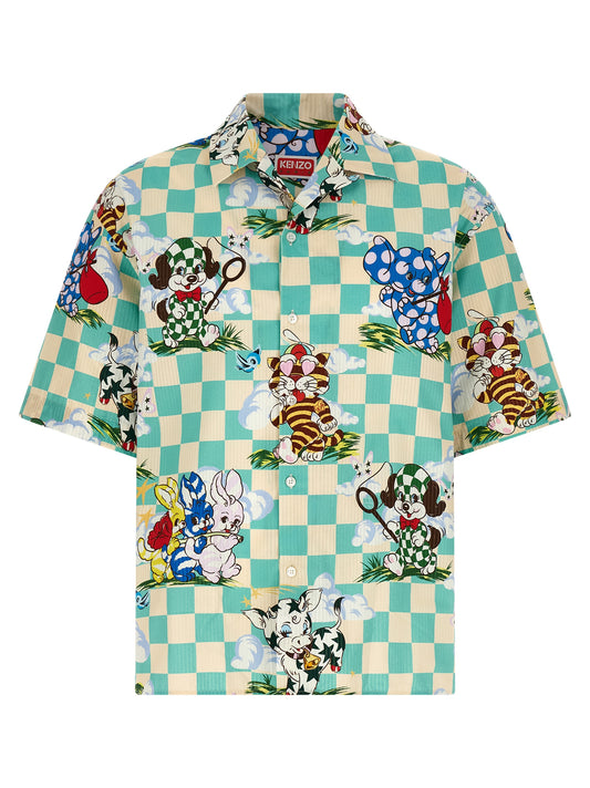 Shirt by Kenzo for men in cotton multicolor, pearl & patterned presents a discerning silhouette, showcasing a sophisticated and for a truly discerning finish.