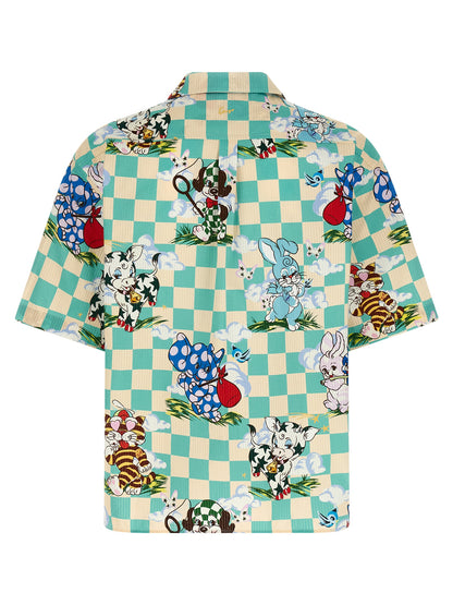 Shirt by Kenzo for men in cotton multicolor, pearl & patterned showcases a sleek silhouette, elegantly detailed with a sleek and for a sleek finish.