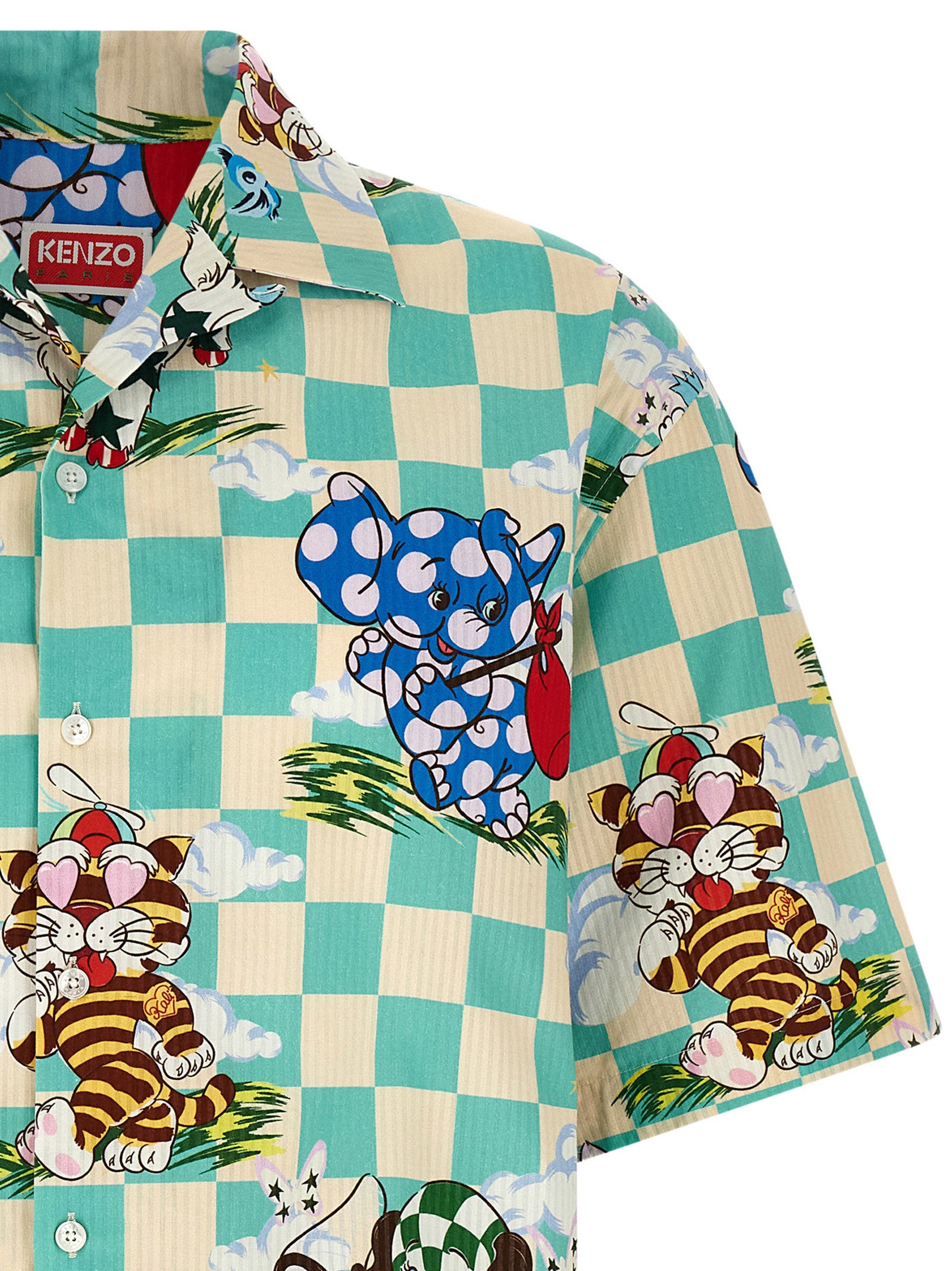 Shirt by Kenzo for men in cotton multicolor, pearl & patterned features an polished silhouette, showcasing a sophisticated and detail for a truly polished finish.