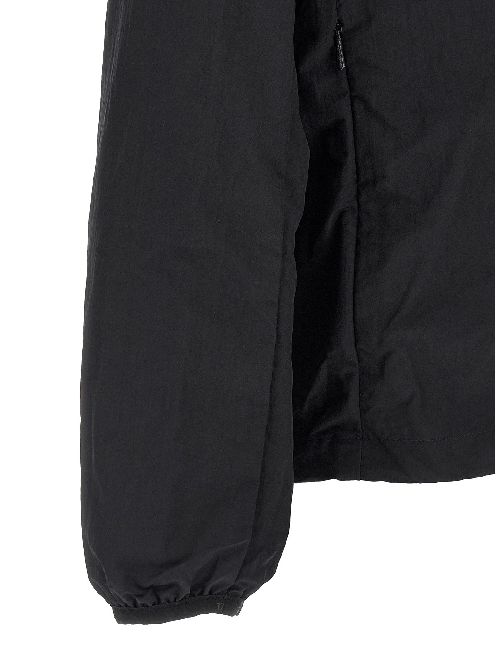 Hooded Windbreaker Jacket by Tatras for men in nylon fabric black & print features an perennial silhouette with a refined hooded neckline and perennial pockets, hooded & windproof for a sophisticated weather-resistant look.