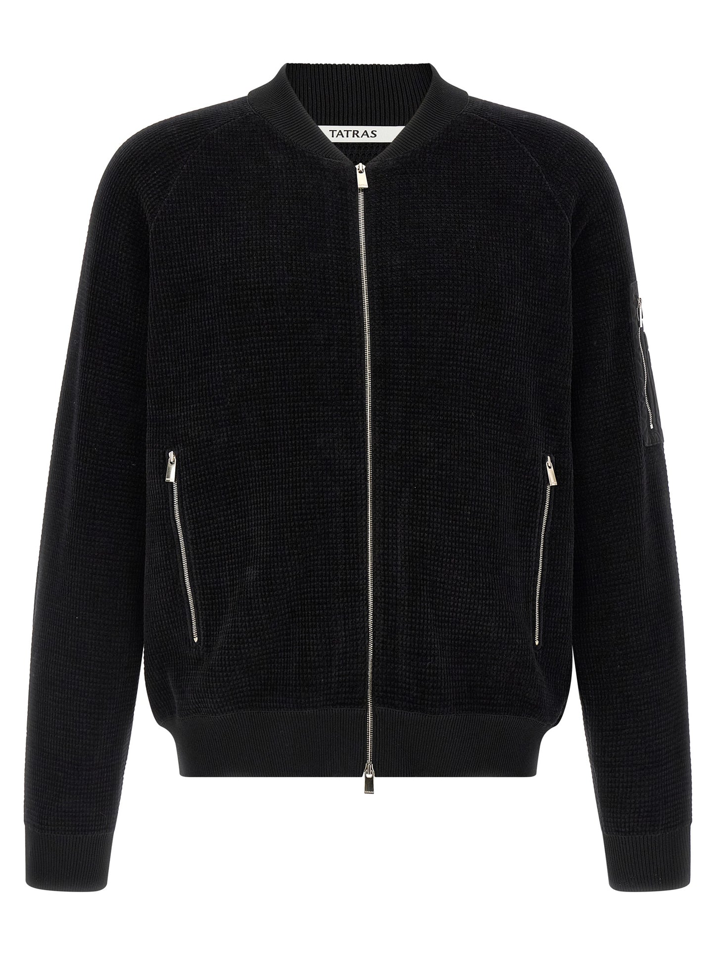 Bomber Jacket by Tatras for men in nylon cotton polyester black features an on trend silhouette, showcasing refined pockets and a sophisticated high-neck neckline for a truly on trend finish.