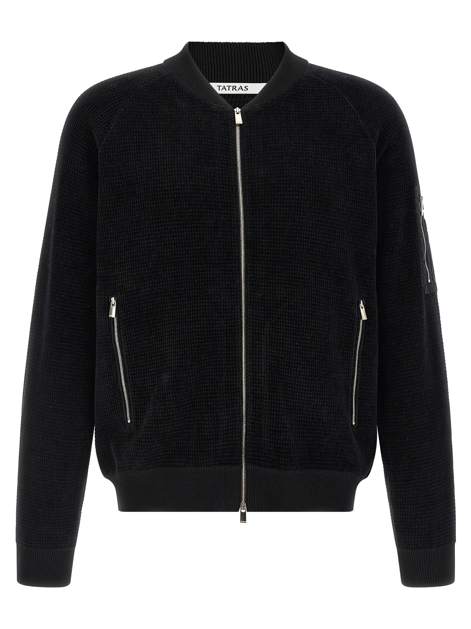 Bomber Jacket by Tatras for men in nylon cotton polyester black features an on trend silhouette, showcasing refined pockets and a sophisticated high-neck neckline for a truly on trend finish.