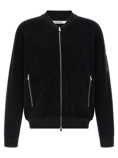 Bomber Jacket by Tatras for men in nylon cotton polyester black features an on trend silhouette, showcasing refined pockets and a sophisticated high-neck neckline for a truly on trend finish.