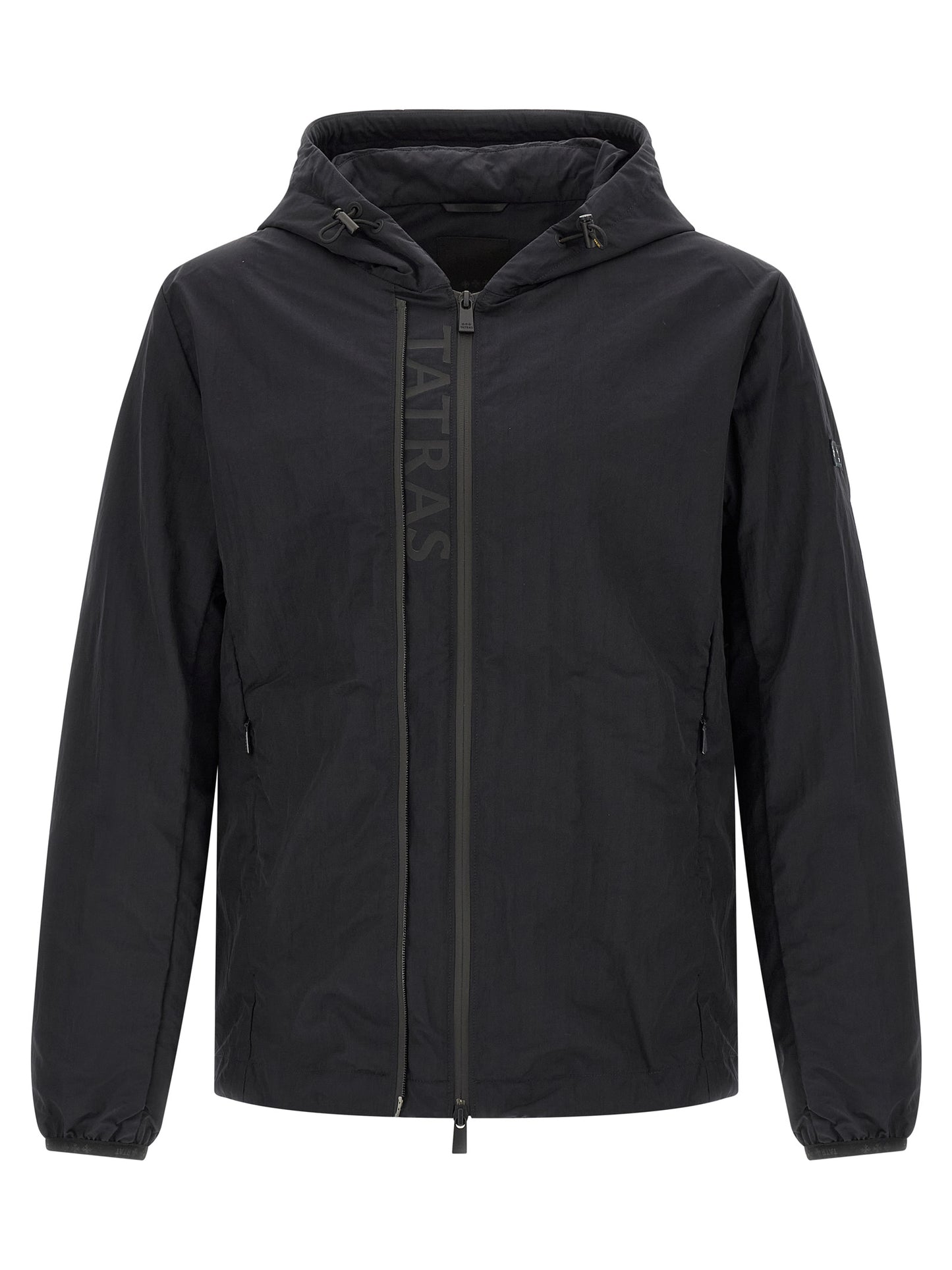 Hooded Windbreaker Jacket by Tatras for men in nylon blue & print features an stylish silhouette, showcasing a sophisticated hooded neckline and performance-driven pockets, hooded & windproof for a premium, stylish look.
