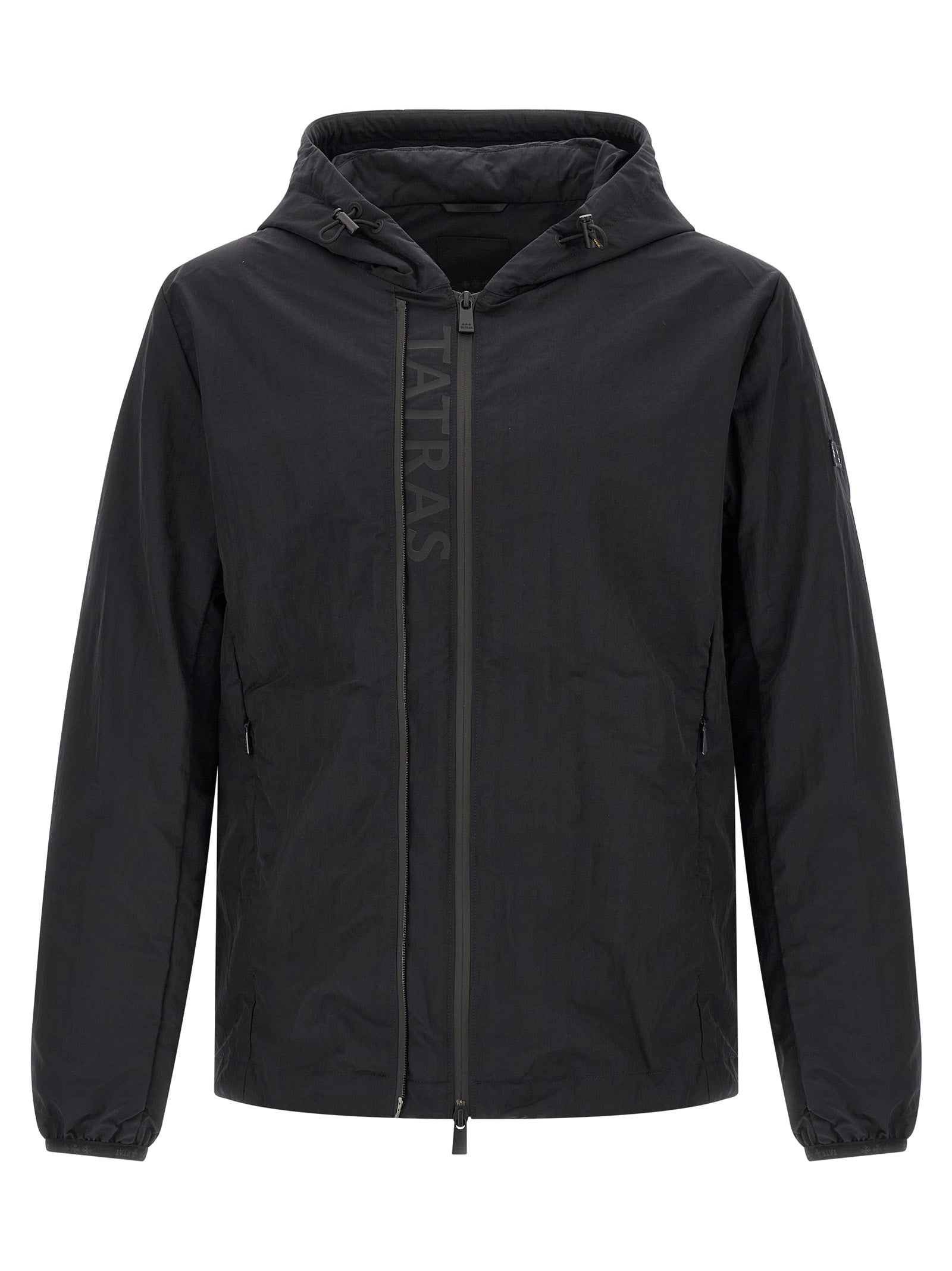 Hooded Windbreaker Jacket by Tatras for men in nylon blue & print features an stylish silhouette, showcasing a sophisticated hooded neckline and performance-driven pockets, hooded & windproof for a premium, stylish look.