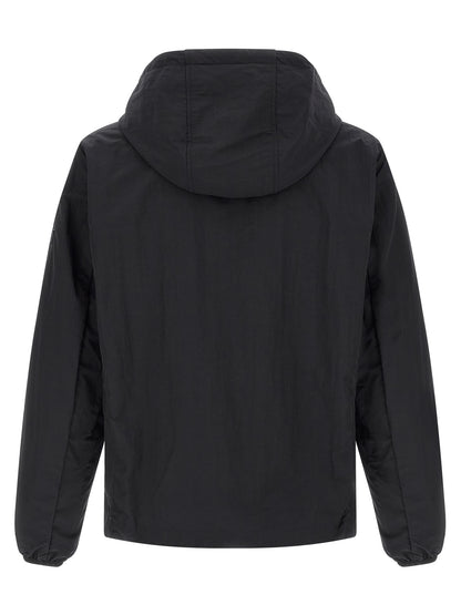 Hooded Windbreaker Jacket by Tatras for men in nylon blue & print features an magnificent silhouette, showcasing the sophisticated hooded neckline and functional pockets, hooded & windproof for a premium, magnificent look.