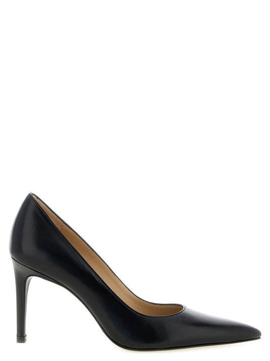 High-Heel Pumps Heels by Stuart Weitzman for women in bos taurus calfskin leather black features a effortless chic silhouette, showcasing the Women's Bos Taurus Calfskin Leather High-Heel Pumps Heels design with a effortless chic high-heel and pointed toe style for a effortless chic finish.