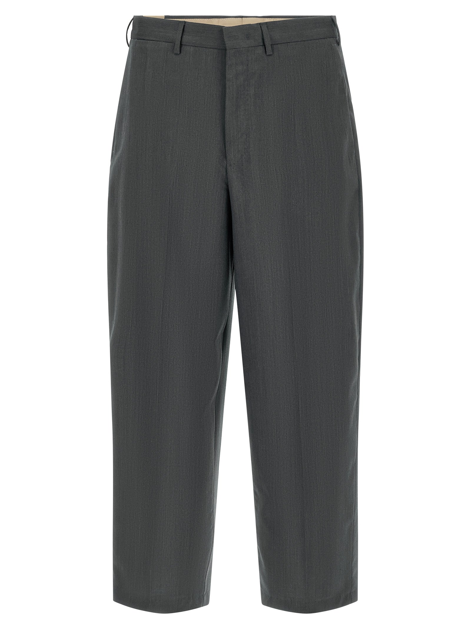 Trousers by PT Torino for men in virgin wool gray features a artisanal silhouette, showcasing a sophisticated straight-leg with a long and for a artisanal finish.