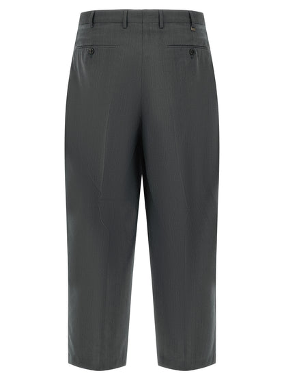 Trousers by PT Torino for men in virgin wool gray features a tailored silhouette with a tailored straight-leg, defined by its long and a sophisticated .