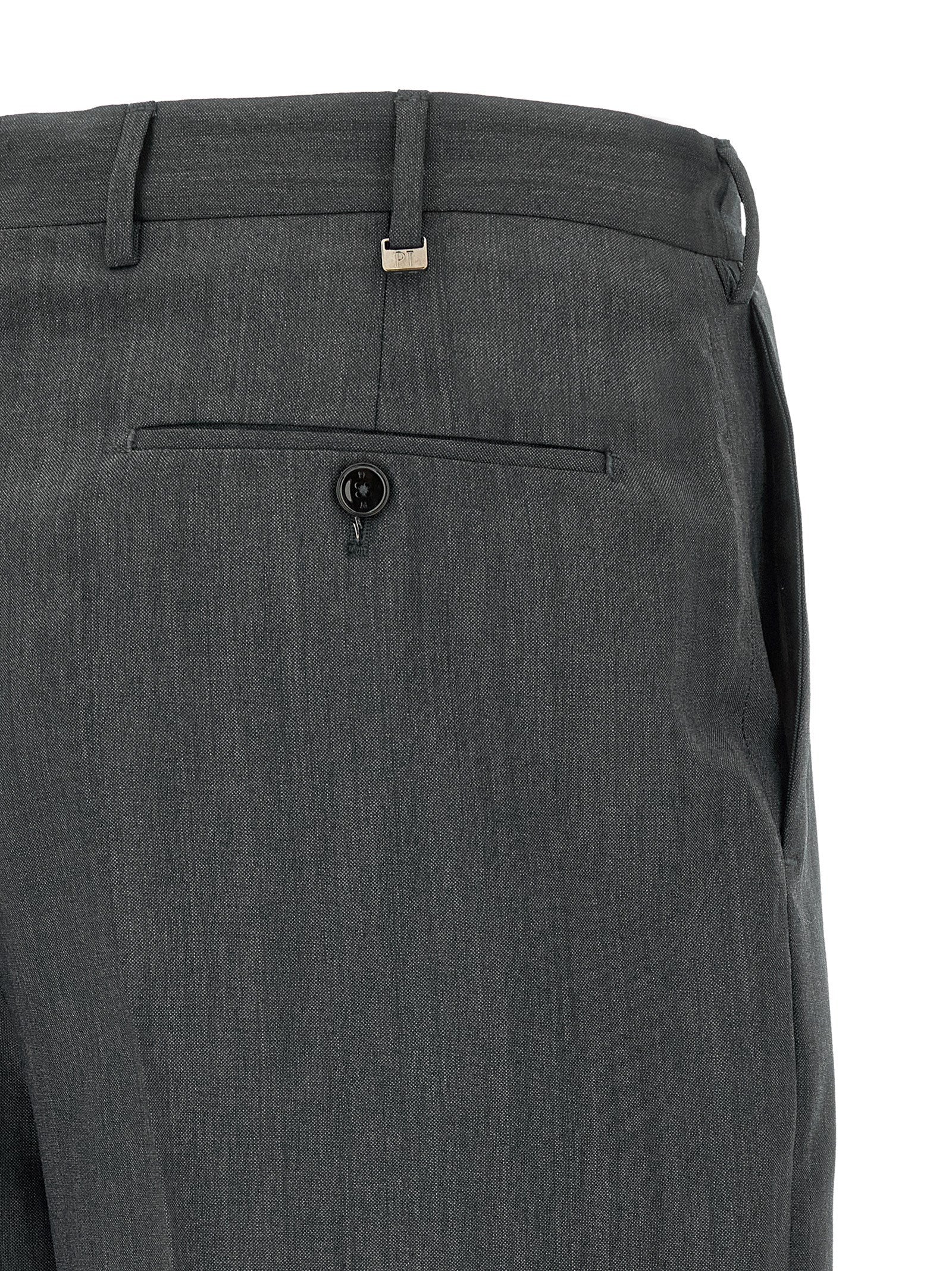 Trousers by PT Torino for men in virgin wool gray presents a smart silhouette, meticulously detailed with a smart straight-leg, a smart long, and a smart .