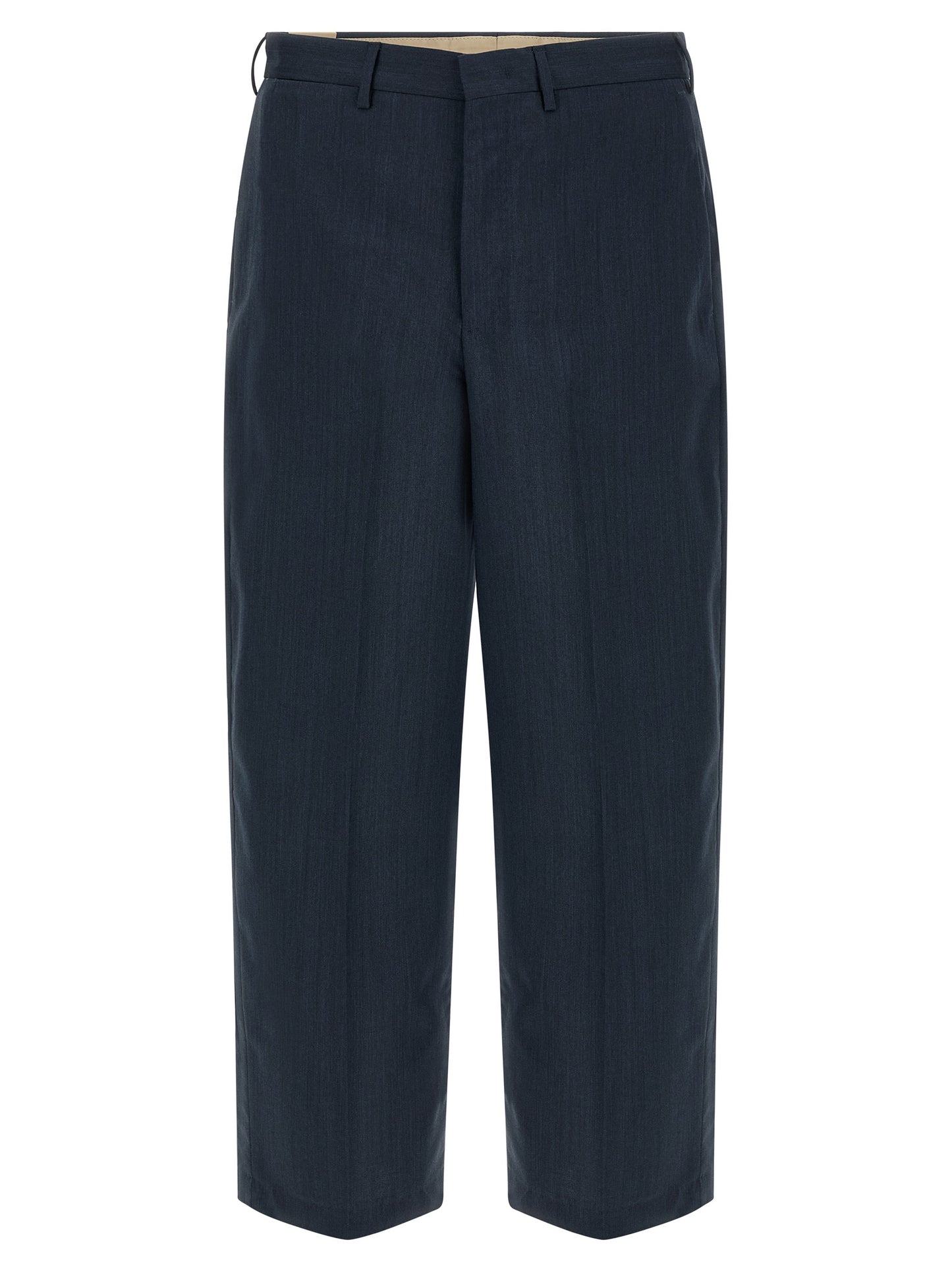 Trousers by PT Torino for men in virgin wool blue presents a perennial silhouette, meticulously tailored with a straight-leg cut, long finish, and an elegant .