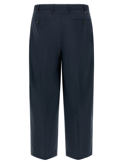 Trousers by PT Torino for men in virgin wool blue features an on trend silhouette, showcasing a sophisticated straight-leg with a long and for an on trend finish.