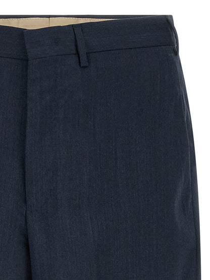 Trousers by PT Torino for men in virgin wool blue features a artisanal silhouette, showcasing a sophisticated straight-leg with a long and for a artisanal finish.