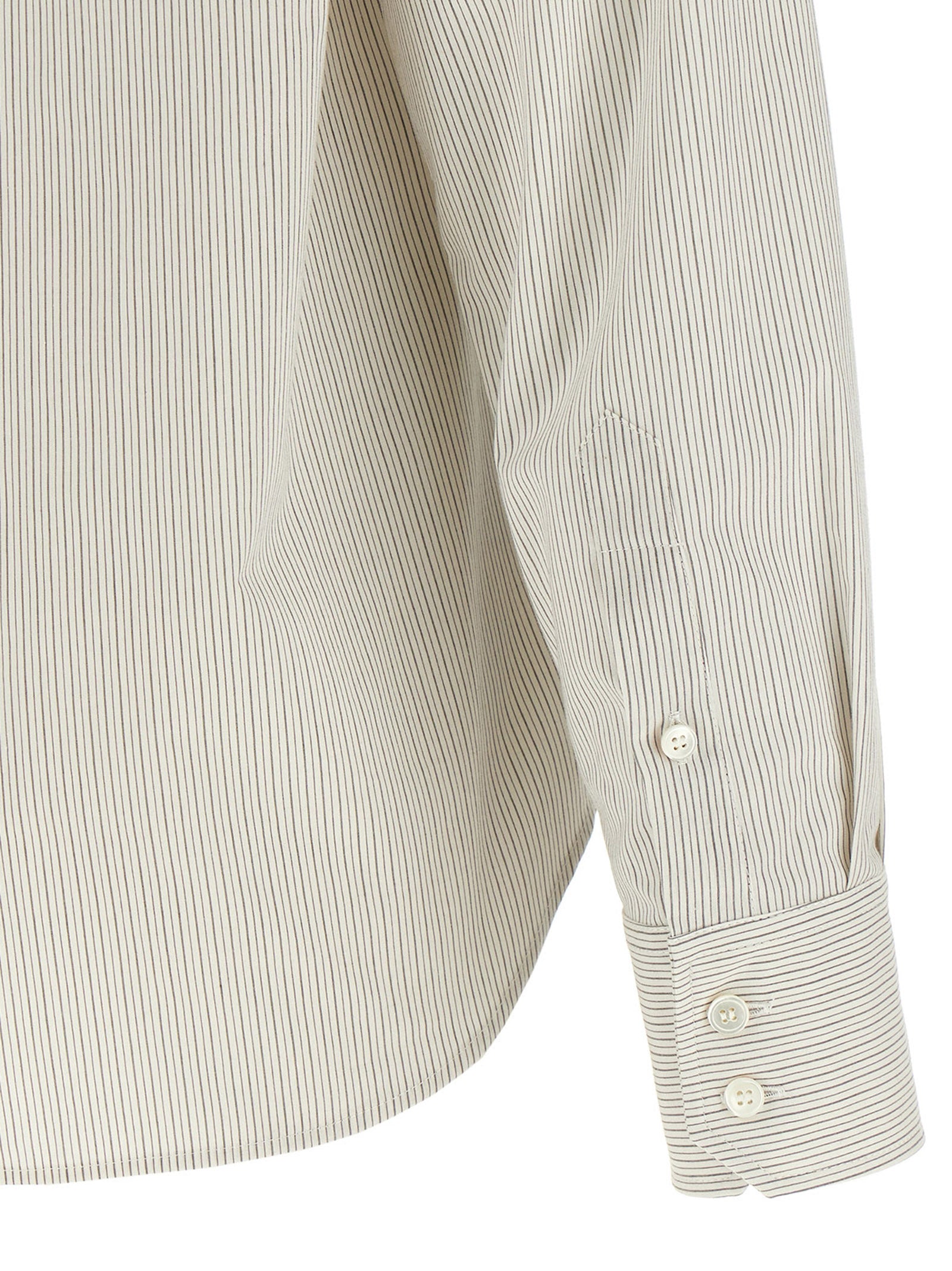 Blouse by MM6 Maison Margiela for women in cotton gray, pearl, white, signature & striped showcases a sleek silhouette, elegantly detailed with a sleek and for a sleek finish.