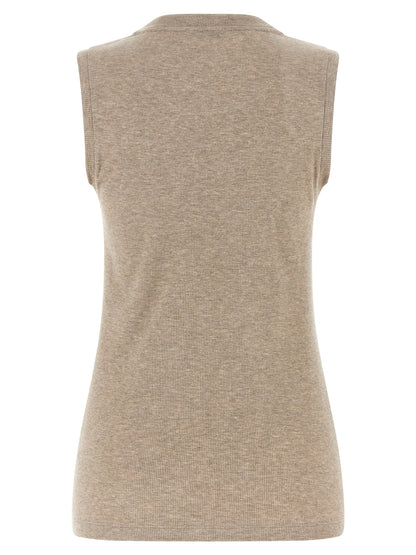T-Shirt by Peserico for women in viscose beige features a plush silhouette, showcasing a sophisticated crew neckline and for a truly plush finish.