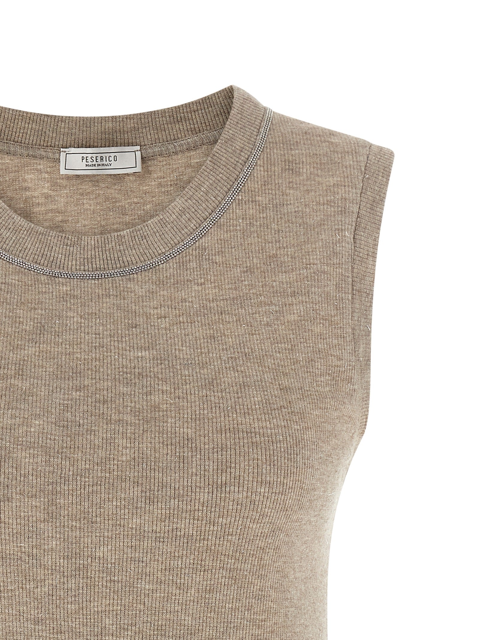 T-Shirt by Peserico for women in viscose beige showcases a fashionable silhouette, elegantly detailed with a fashionable and for a sophisticated, high-fashion look.