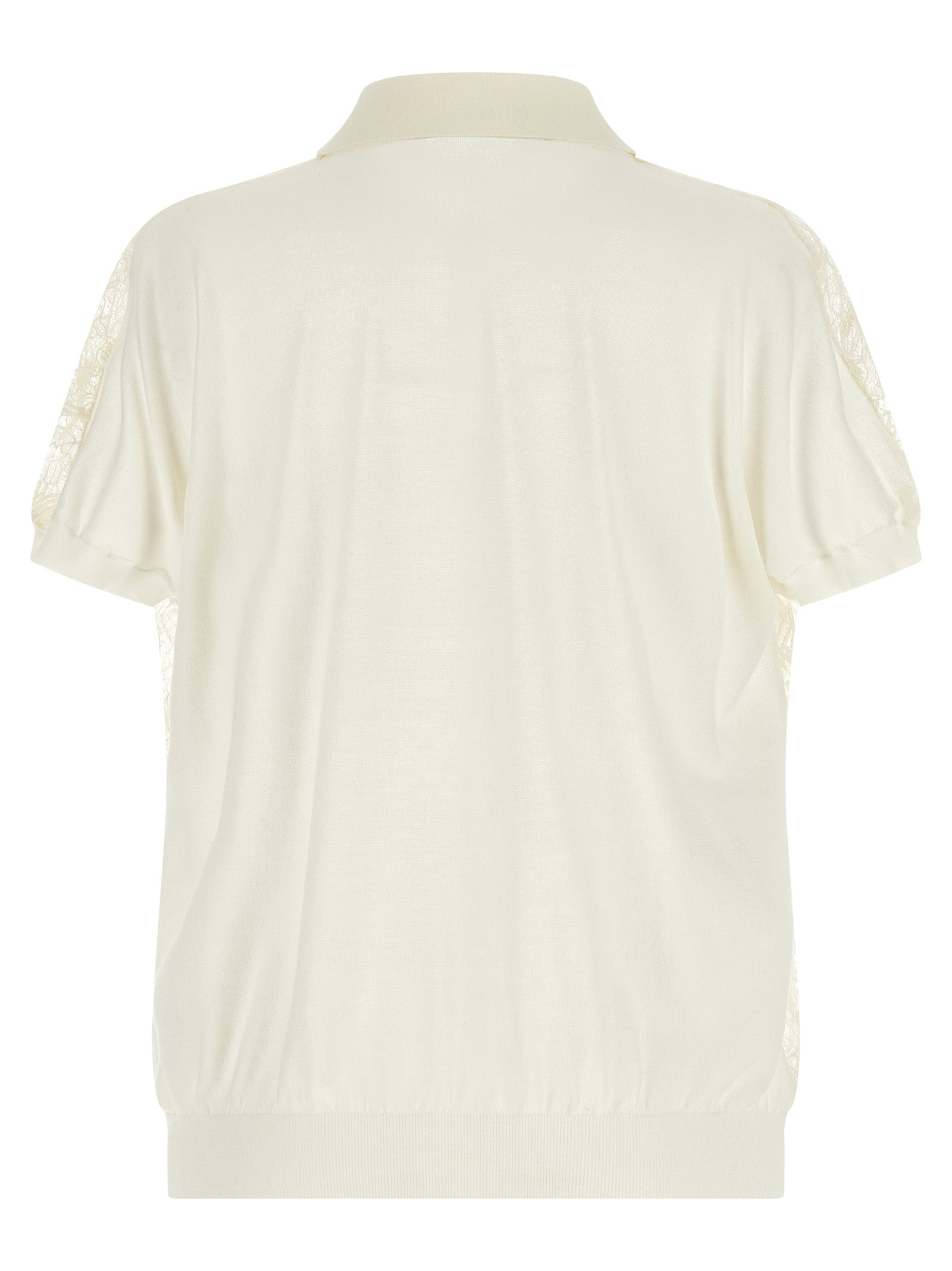Cardigan by Fabiana Filippi for women in cotton & silk beige & transparent showcases a captivating silhouette, artfully detailed with a captivating and shirt-collar neckline for a truly sophisticated captivating look.