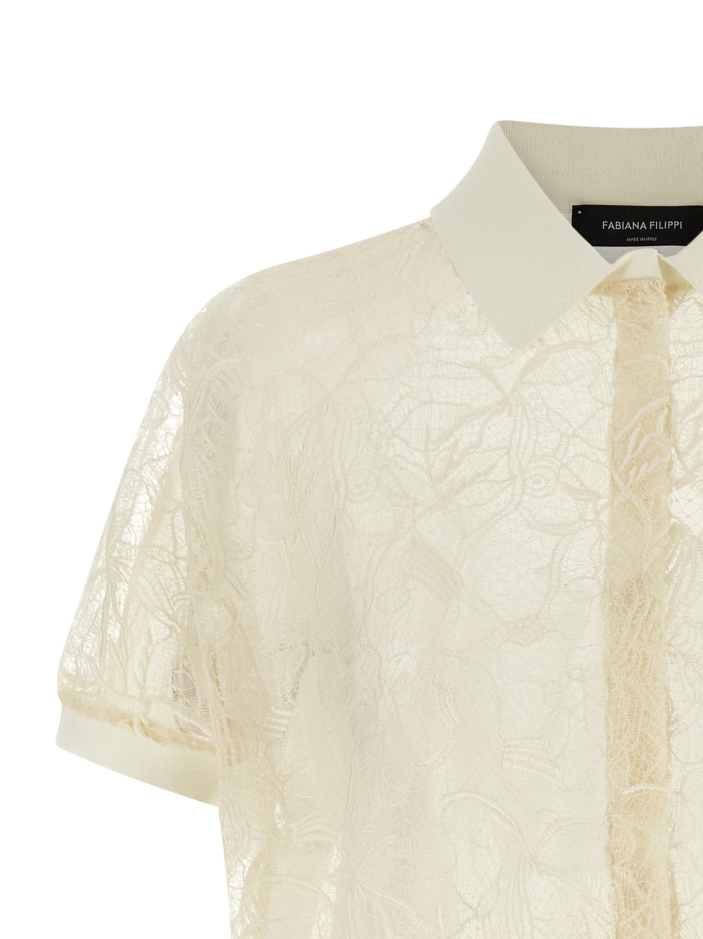 Cardigan by Fabiana Filippi for women in cotton & silk beige & transparent presents a textural silhouette, artfully finished with a textural shirt-collar neckline and for a sophisticated, textural look.