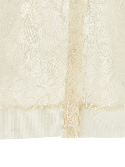 Cardigan by Fabiana Filippi for women in cotton & silk beige & transparent features a dramatic silhouette, showcasing a sophisticated and dramatic detail for a timeless, premium look.